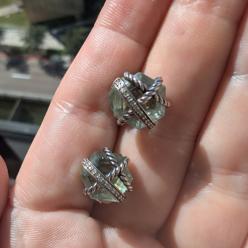 David Yurman Silver Prosiolite And Diamonds Earrings
